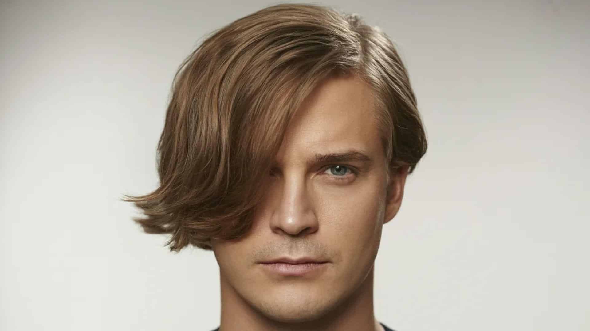 A man with long hair wearing a blue shirt stands, looking directly at the camera.