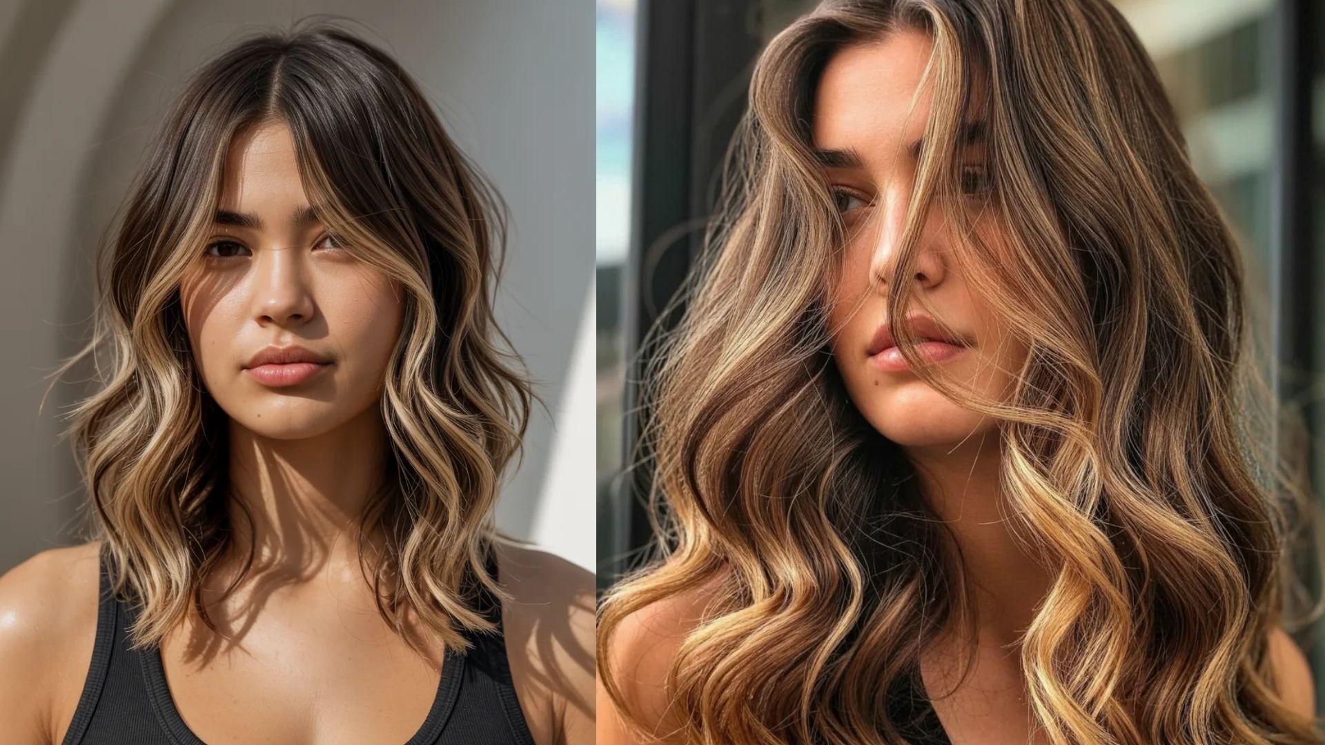 Two women, one with wavy hair and the other with long hair, share a joyful moment in a relaxed environment.