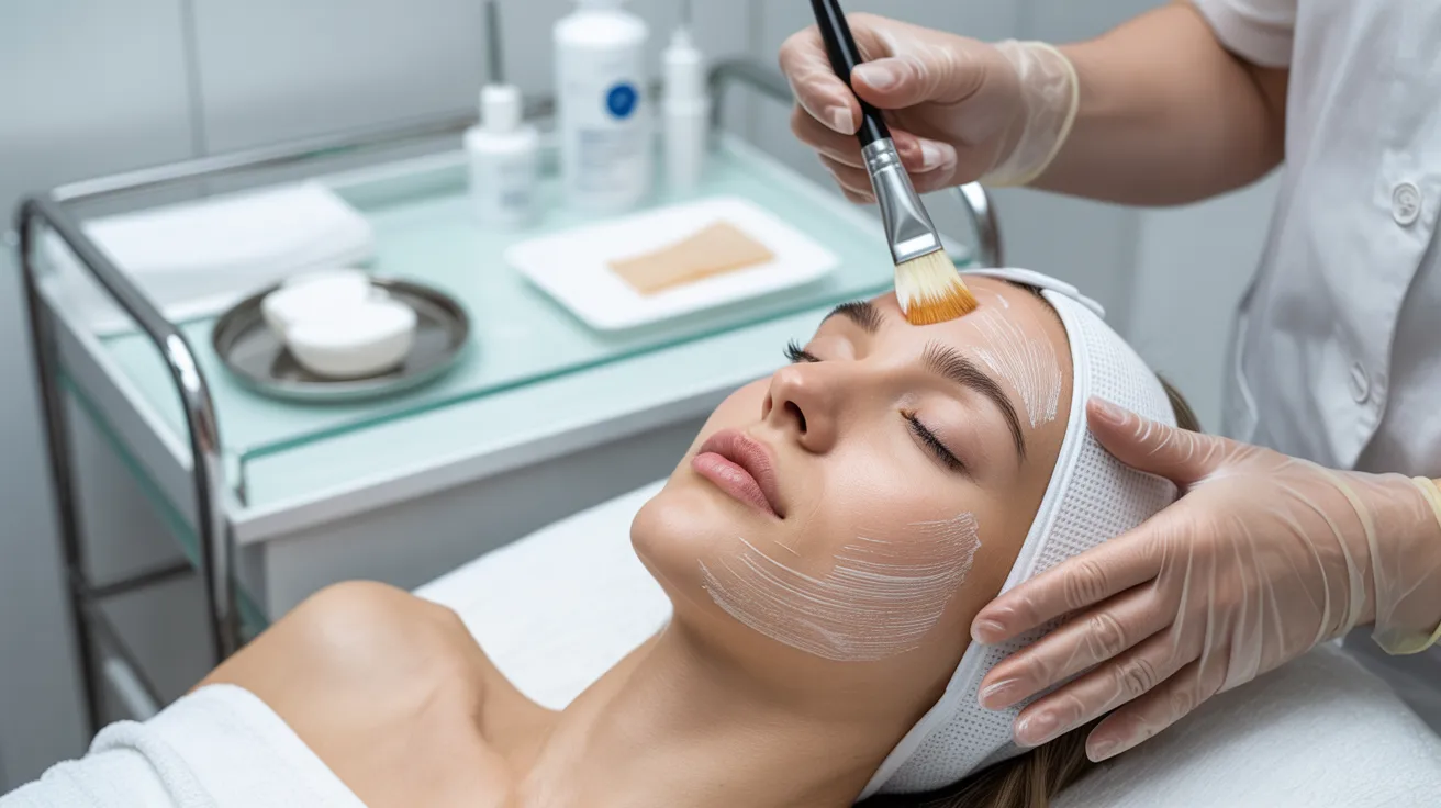 A woman receiving a facial treatment while relaxing in a serene spa environment.