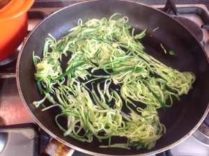 Sear Zoodles in a hot frying pan - 30 seconds 'each side'