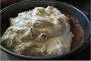 Pour mixture onto biscuit base