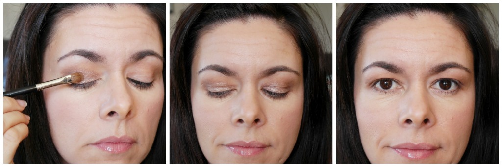 Apply the frost taupe colour all over your eyelid using a flat stiff brush