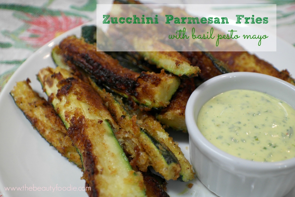 zucchini parmesan fries with basil pesto mayo