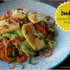 Zoodles with avo pesto cream and haloumi