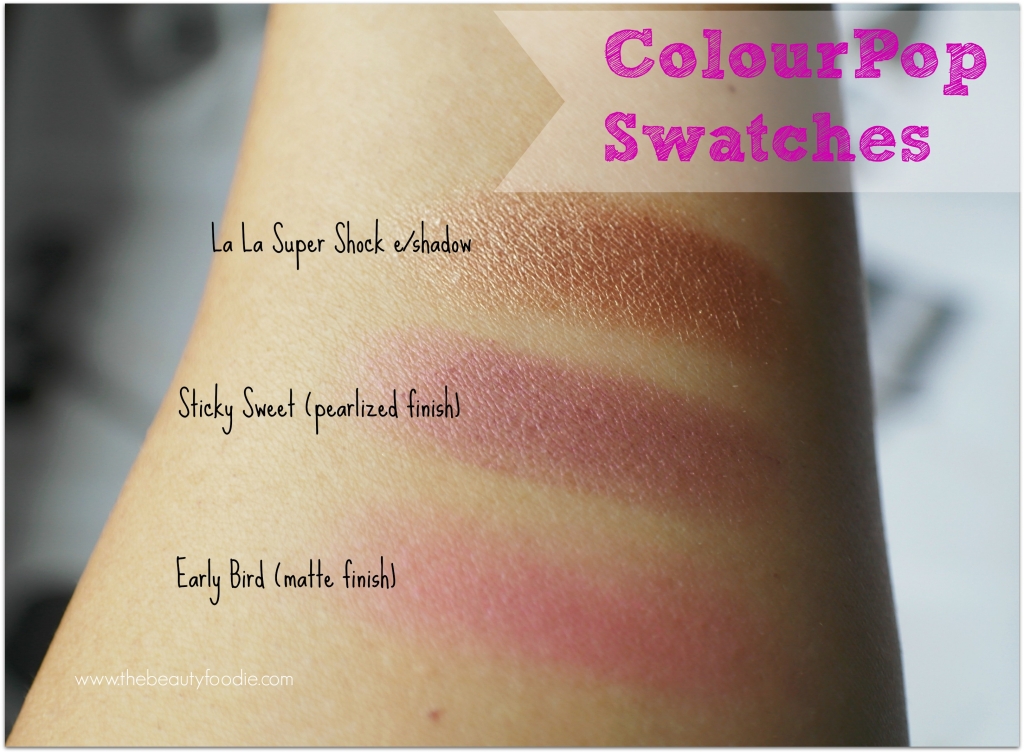 colourpop sticky sweet colourpop early bird swatches