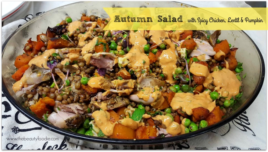 Autumn Salad with Spicy Chicken, Lentil and Pumpkin