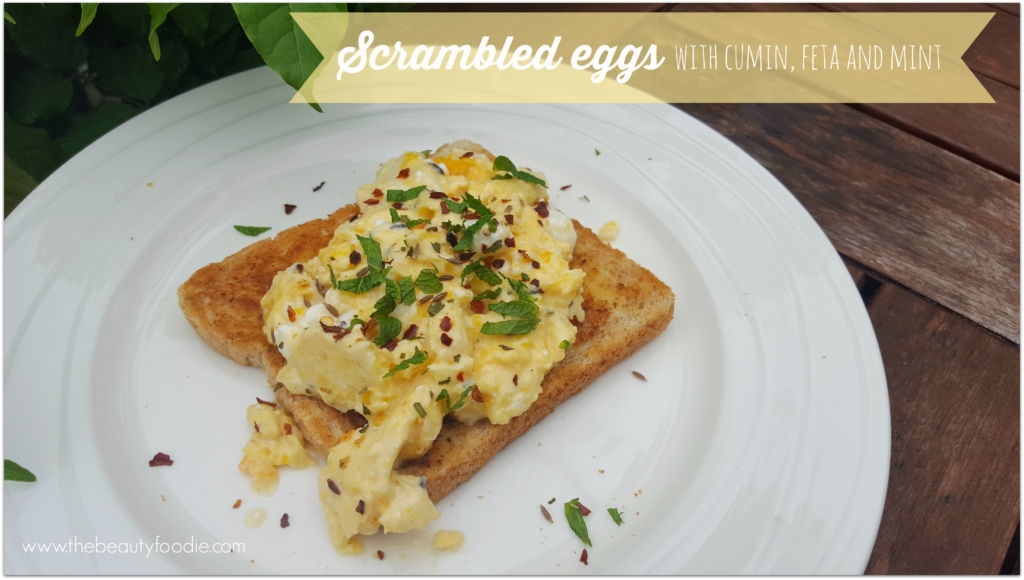 scrambled eggs with cumin feta and mint 