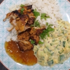 Tandoori Chicken with Mango Raita and Coconut Rice