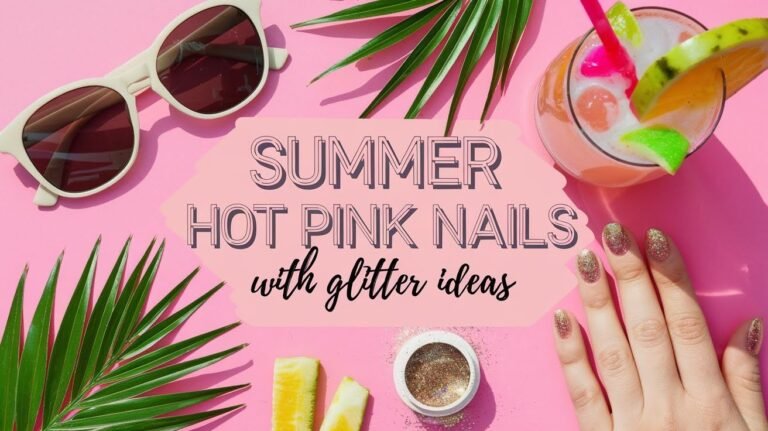 35 Summer Hot Pink Nails with Glitter Ideas