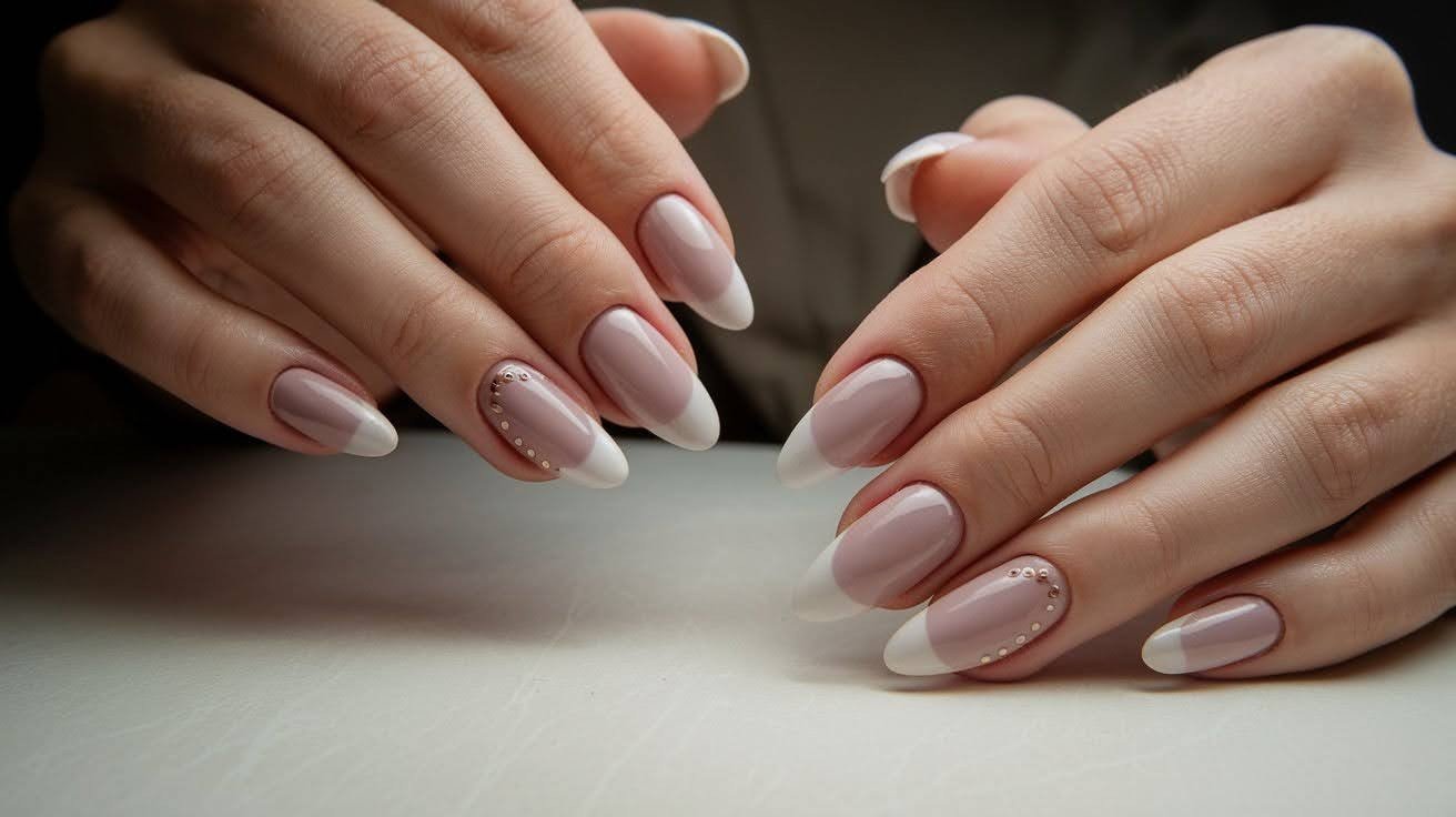  Faded French with Cuticle Dots