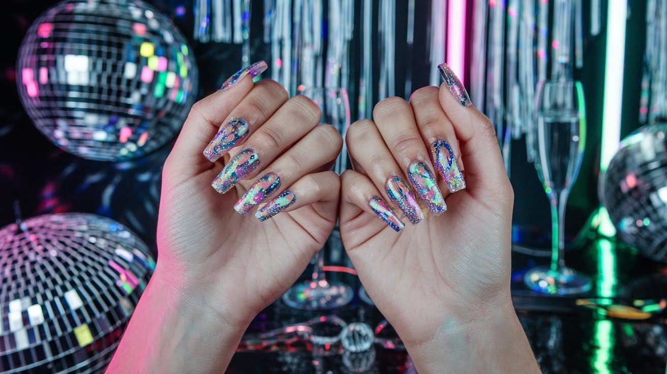 Glamorous Chunky Glitter Pink Nails