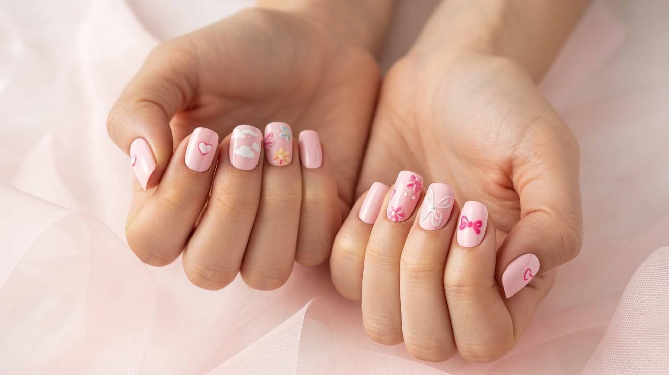 Cute & Playful Light Pink Nail Art