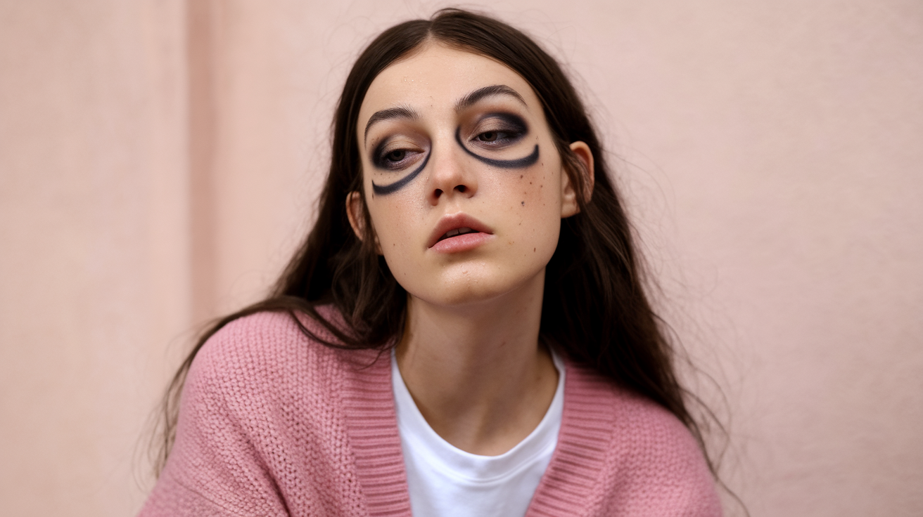 Dewy Skin with Black Eye Bags