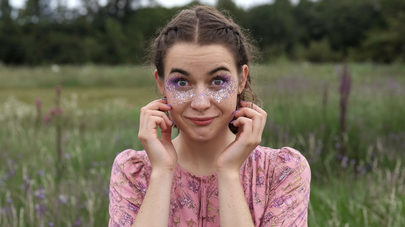 Glitter Lavender Freckles Around the Eye