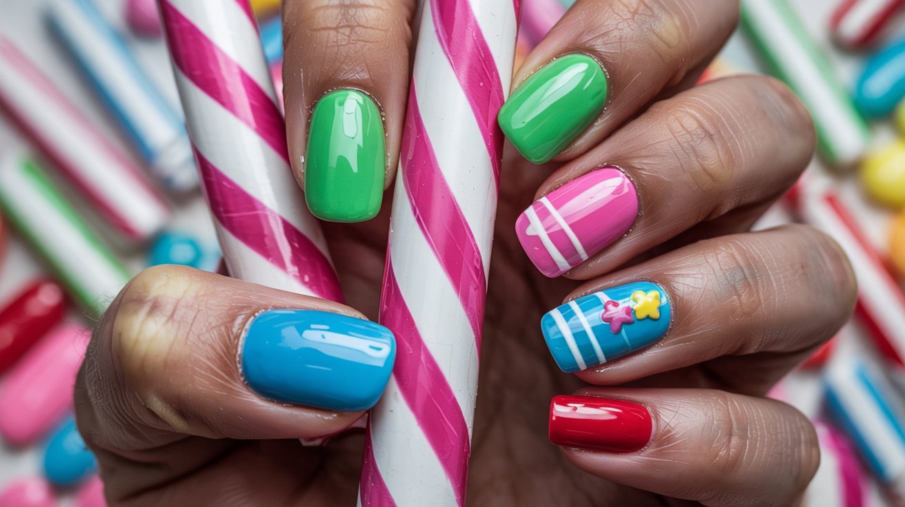 Candy Stripe Nails