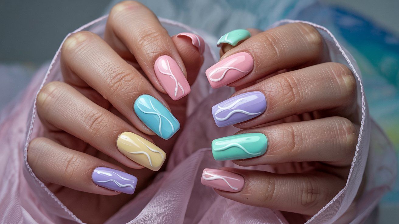 Pastel Wave Nails