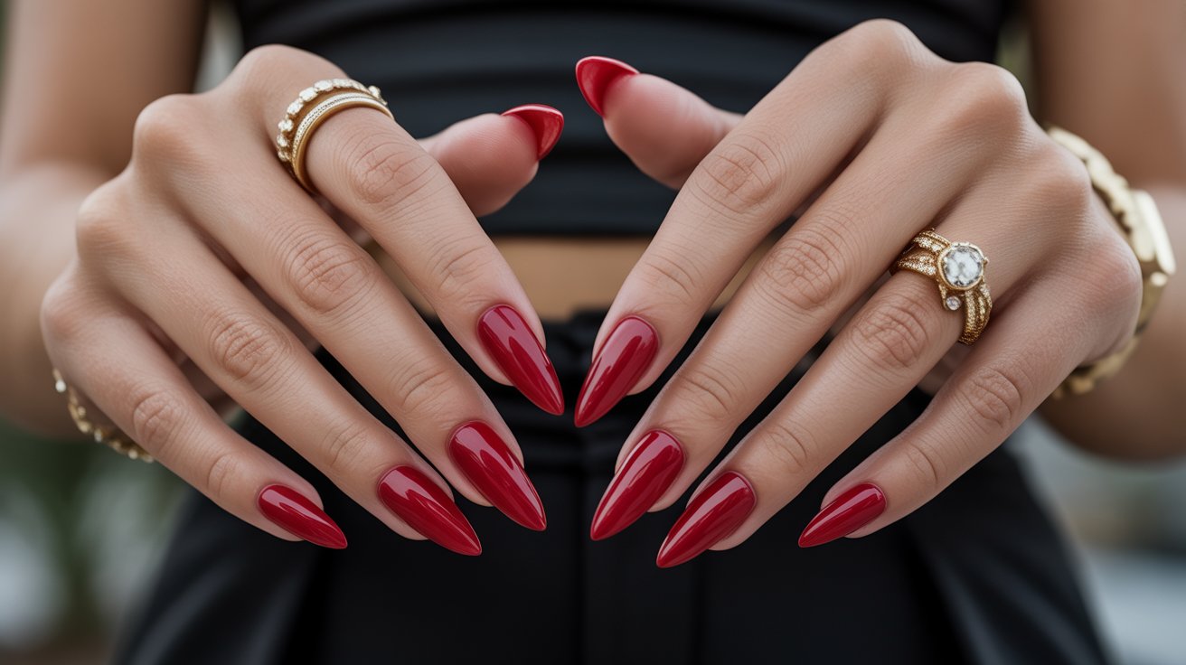 Classic Red Stiletto Nails