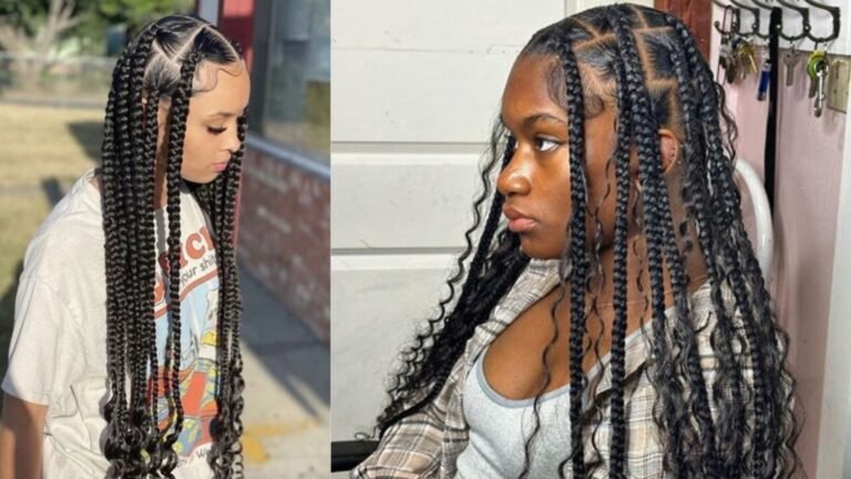 Jumbo Box Braids With Curls
