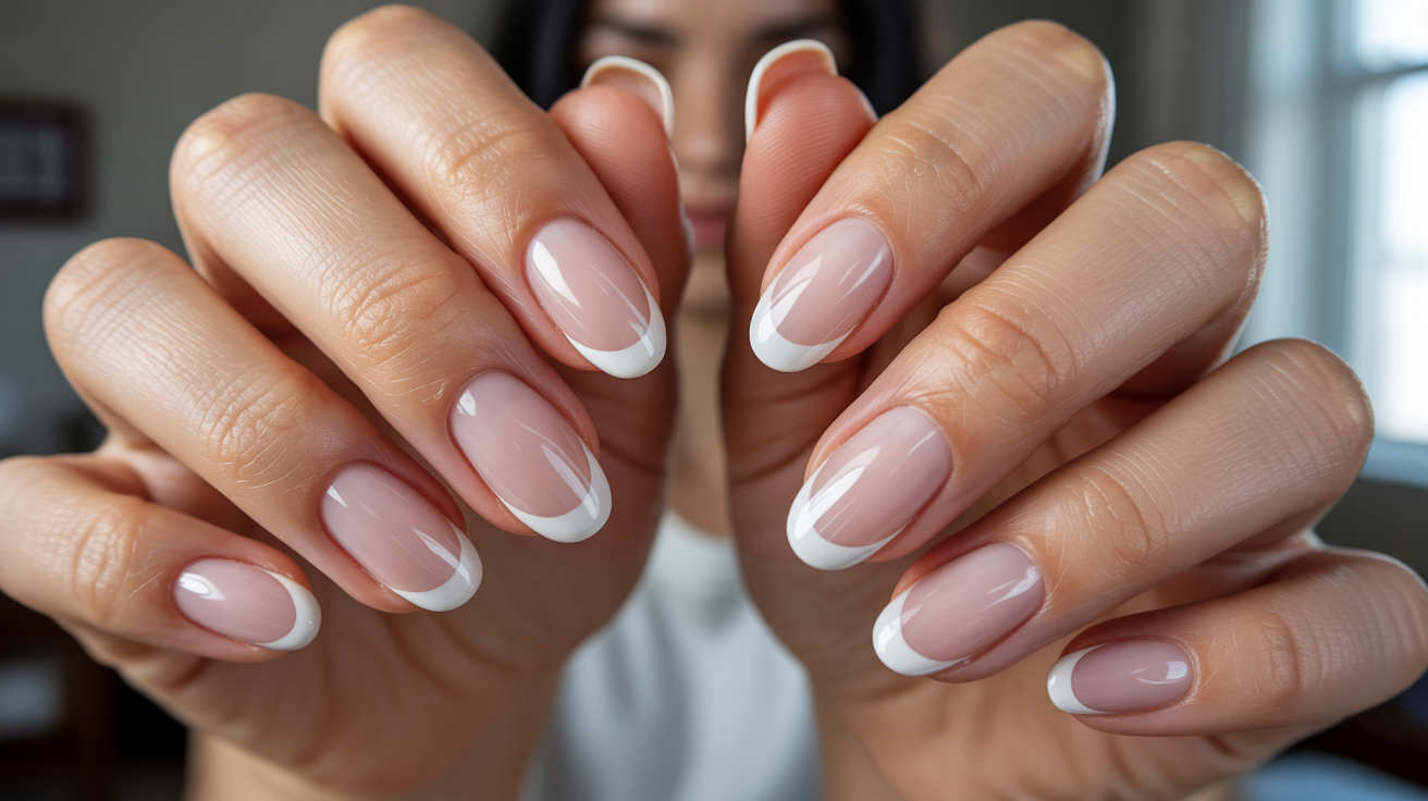 Oval French Tip Nails