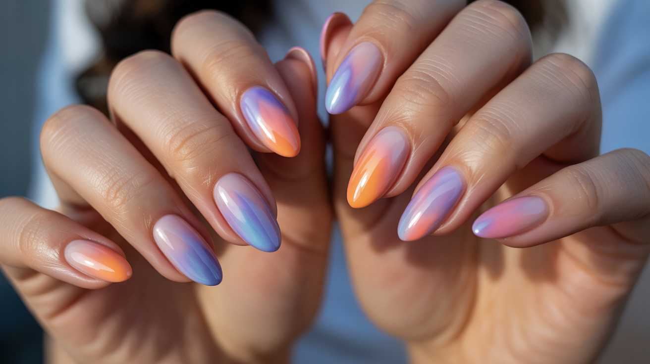 Aura Nails with Gradient Colors