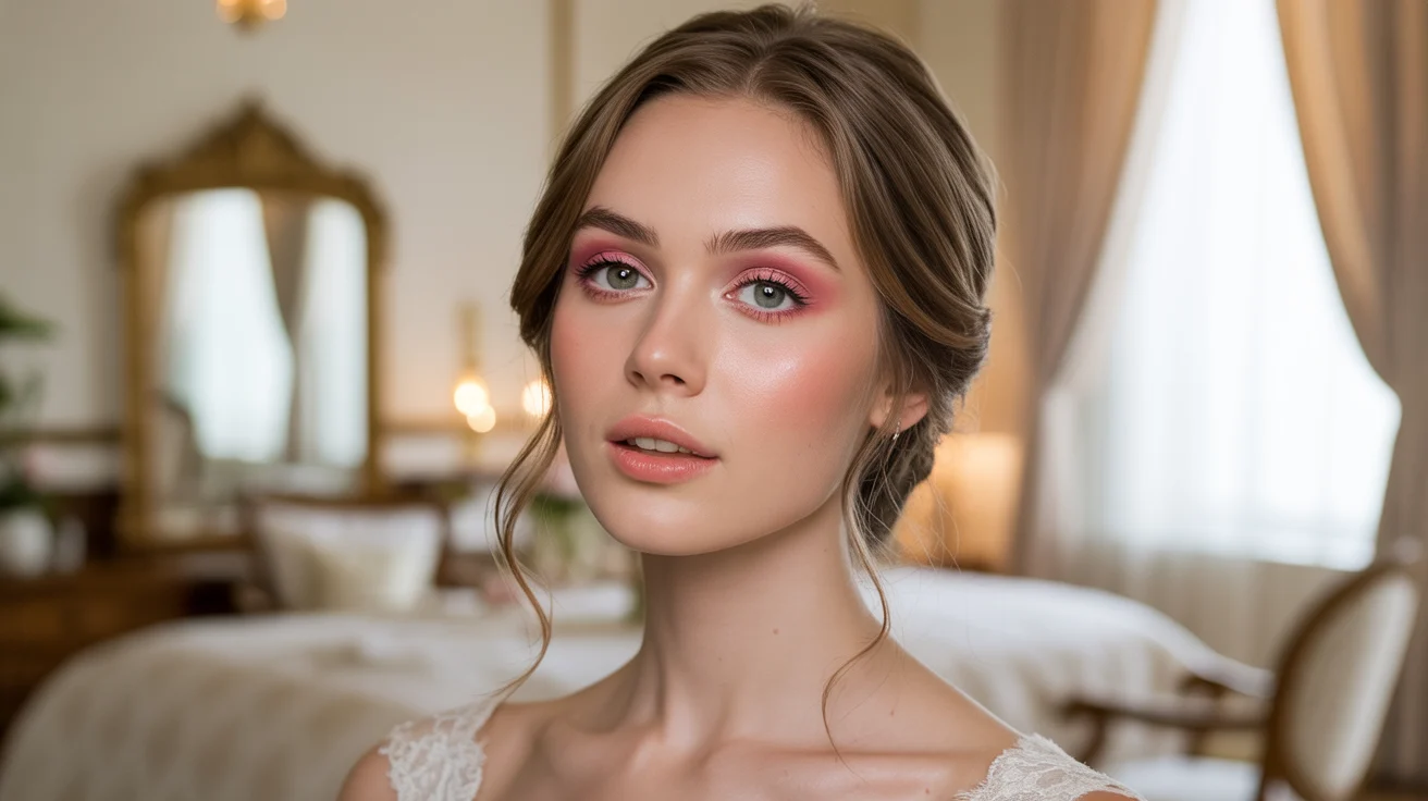 Pink-Toned Soft Glam Bridal Makeup