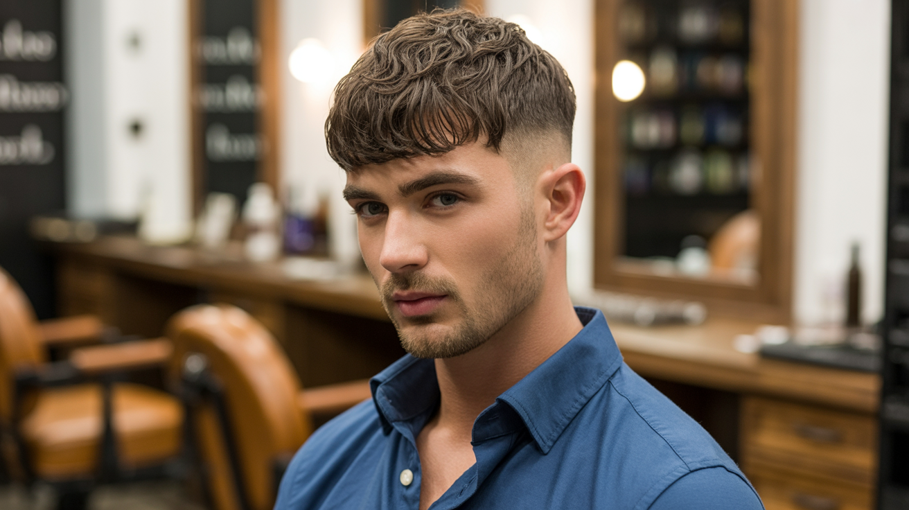 Low Taper Fade With Messy Fringe