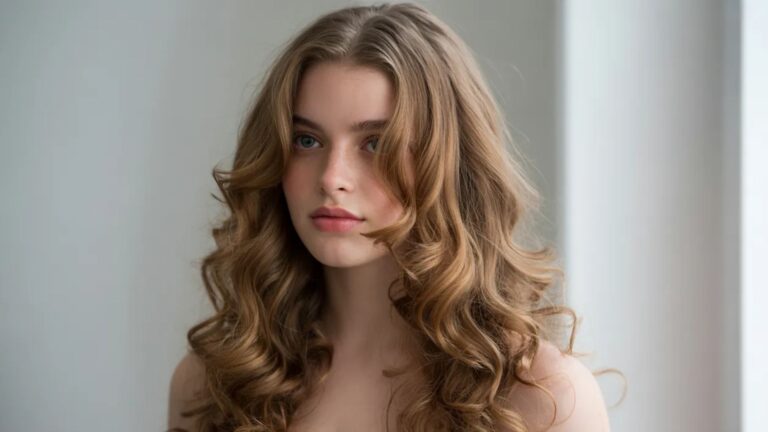 A young woman with long wavy hair smiles, showcasing her healthy locks, emphasizing the benefits of apple cider vinegar for hair care.