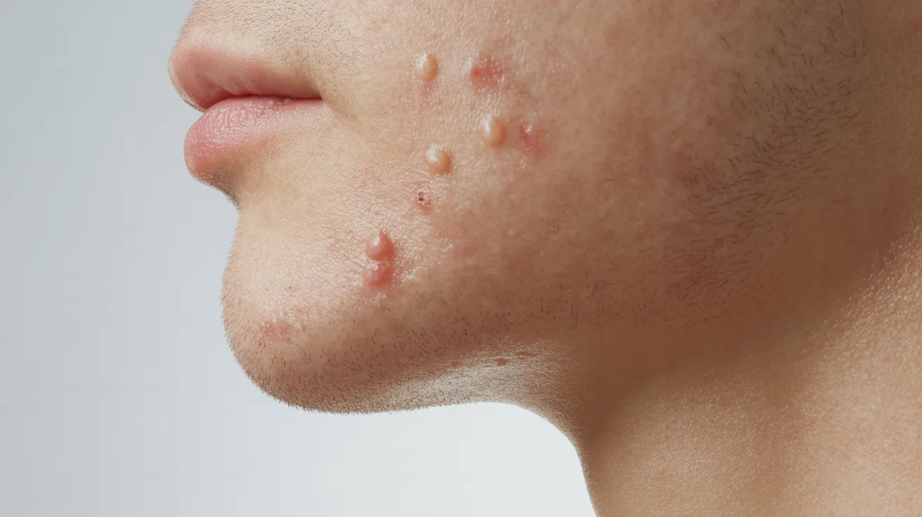 Young man with acne on his face, questioning the effects of alcohol on skin breakouts