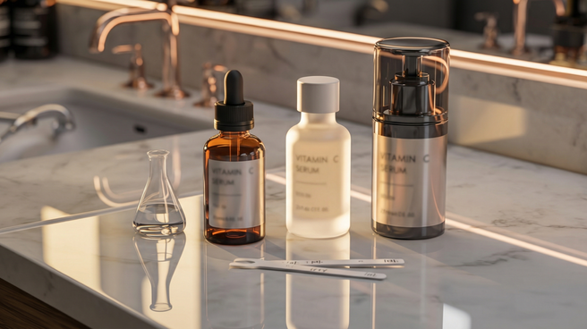 A bathroom counter with a sink, a bottle of lotion, and a brush, highlighting essential grooming items in a clean setting.