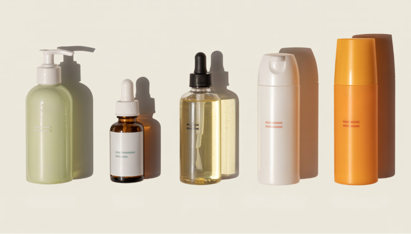 Various skincare products displayed, highlighting the correct order of application: toner, serum, and more.