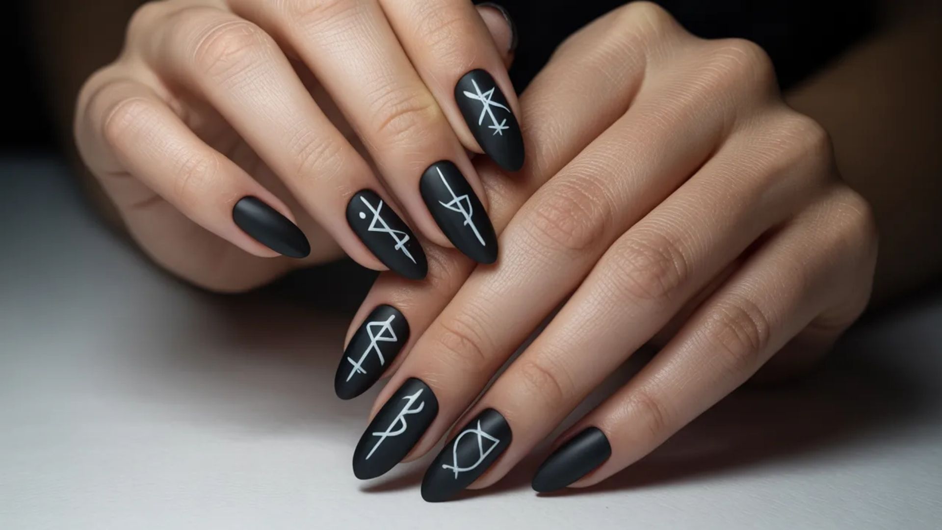 Matte Black Sigil Nails