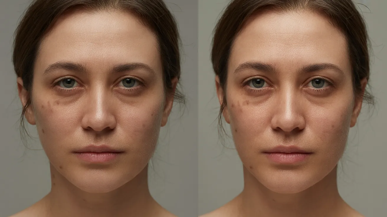 Before and after photo of a woman showing reduced wrinkles after following a Candida diet