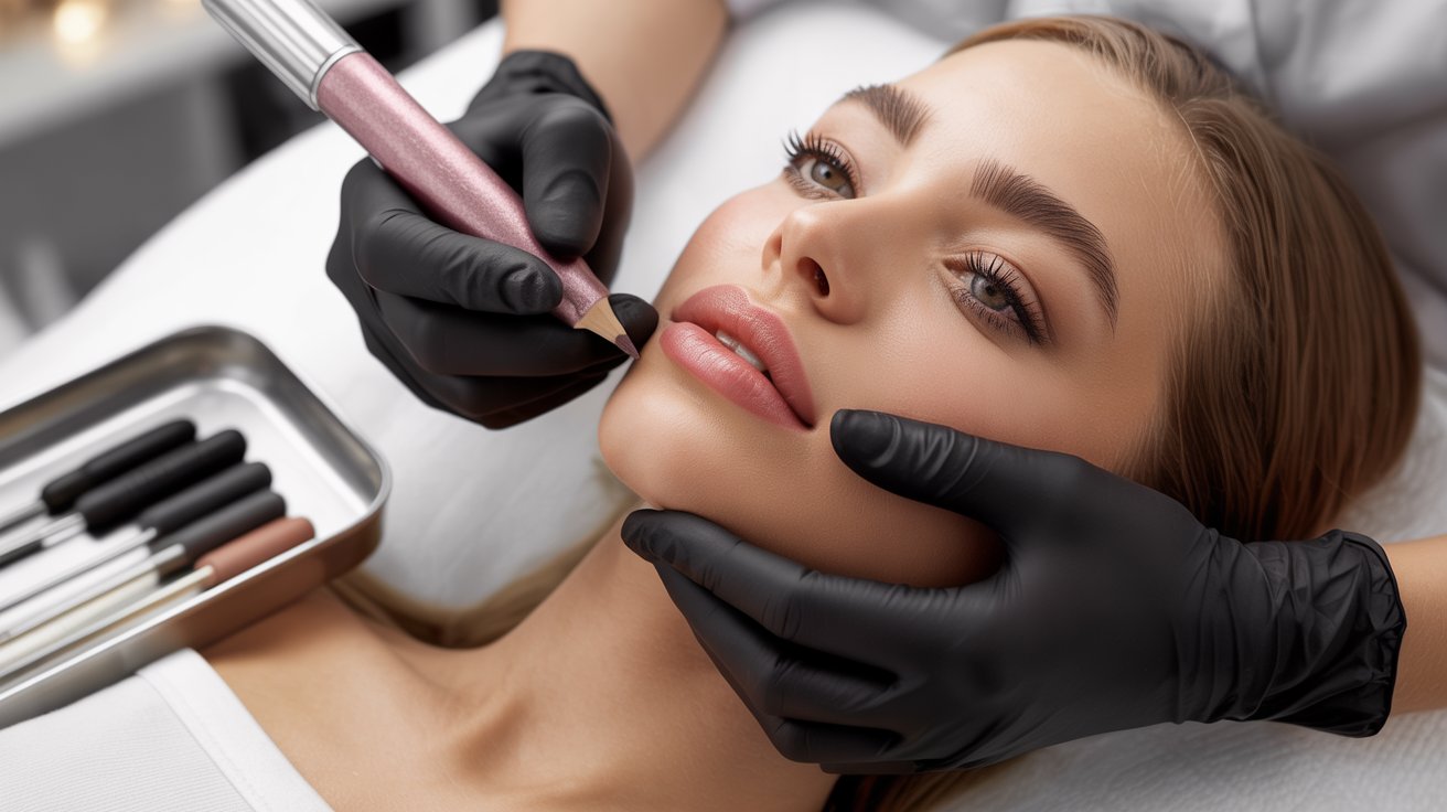 A woman receiving a facial beauty treatment, relaxing in a spa setting with a professional applying products to her face.