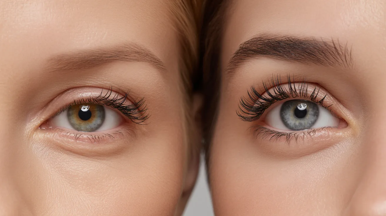 Close-up of two women's eyes showcasing distinct colors: one blue and one brown, highlighting their unique features.