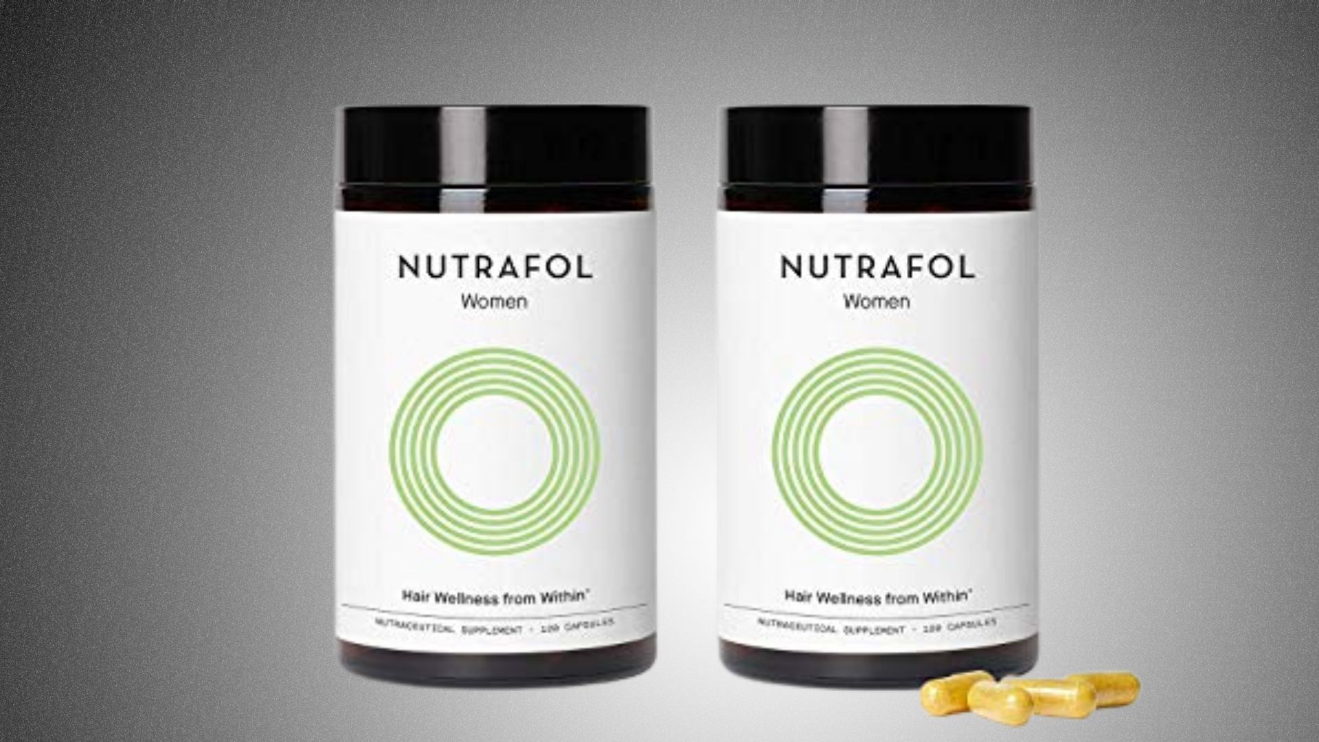 Nutrafol natural supplement for weight loss, featuring a sleek bottle with a green label and white text.