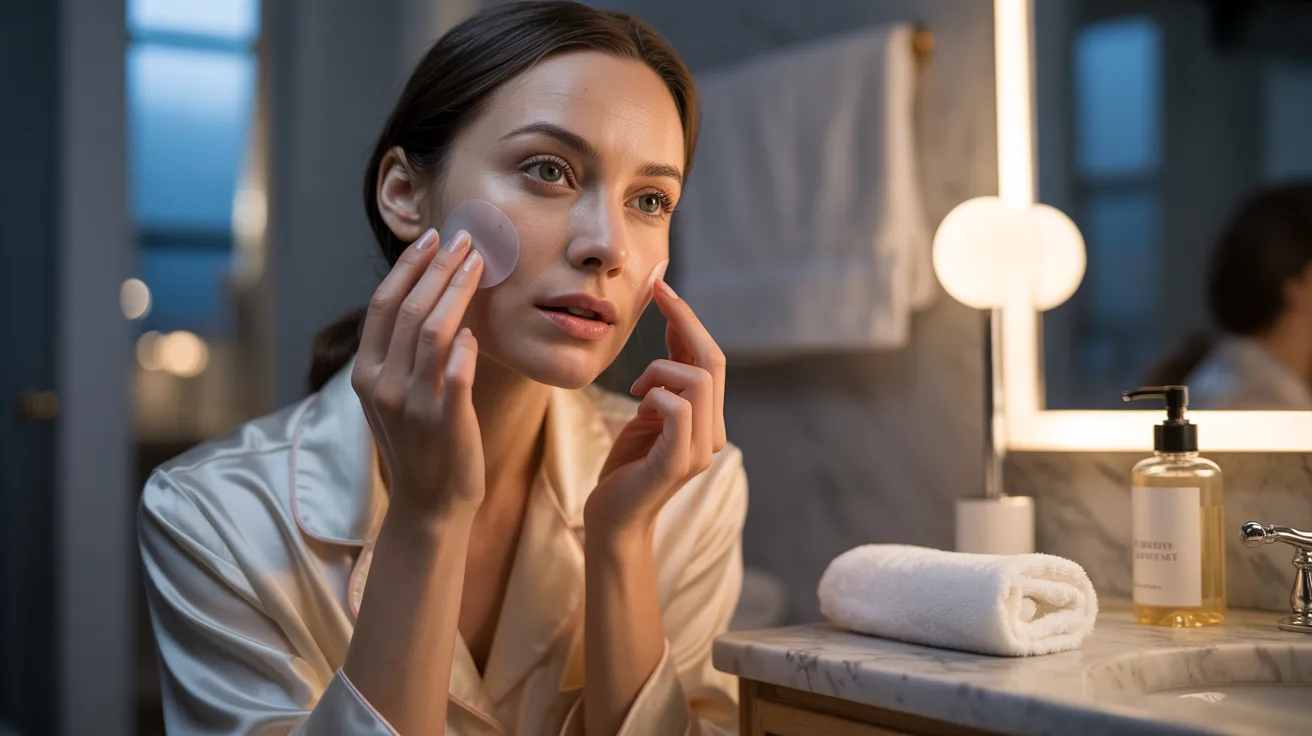 Women using pimple patches during their nighttime skincare routine to promote overnight healing of acne.