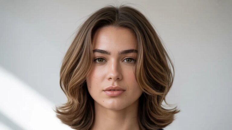 A woman with a medium-length bob haircut, styled neatly and framing her face.