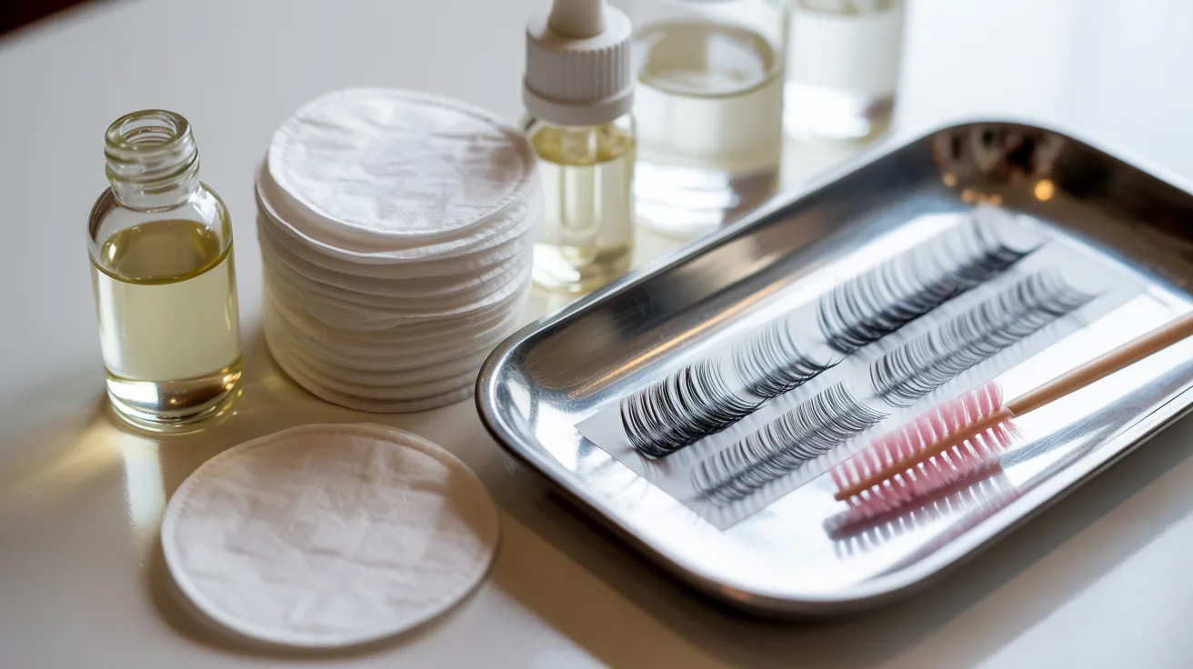 An eyelash curler and a selection of brushes placed on a decorative tray.