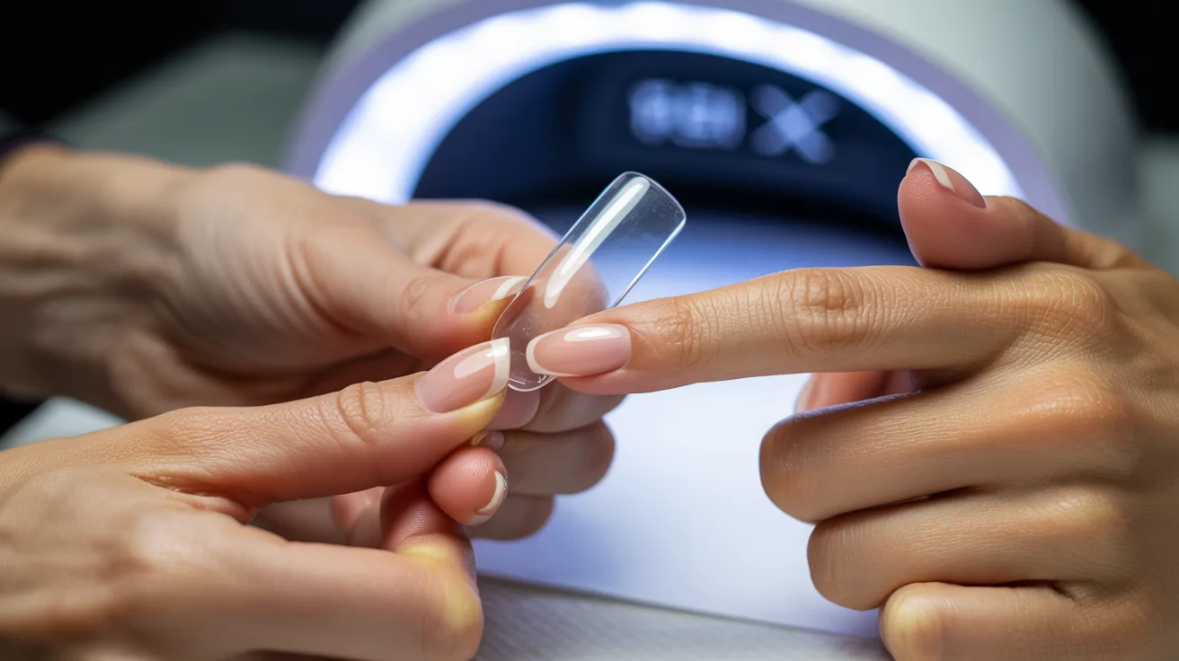 A woman applies nail polish to her nails, focusing intently on achieving a smooth finish.