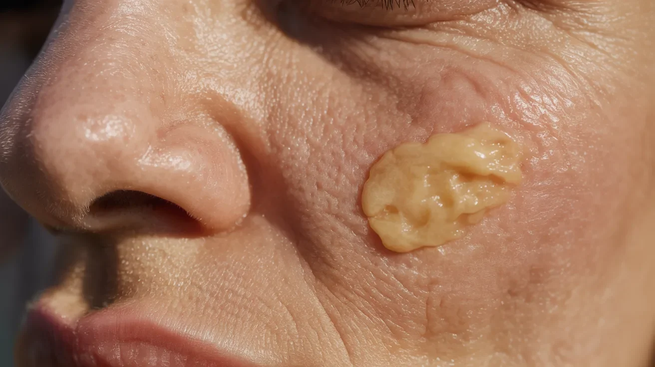 A woman with a prominent skin patch on her face, showcasing her unique features and individuality.
