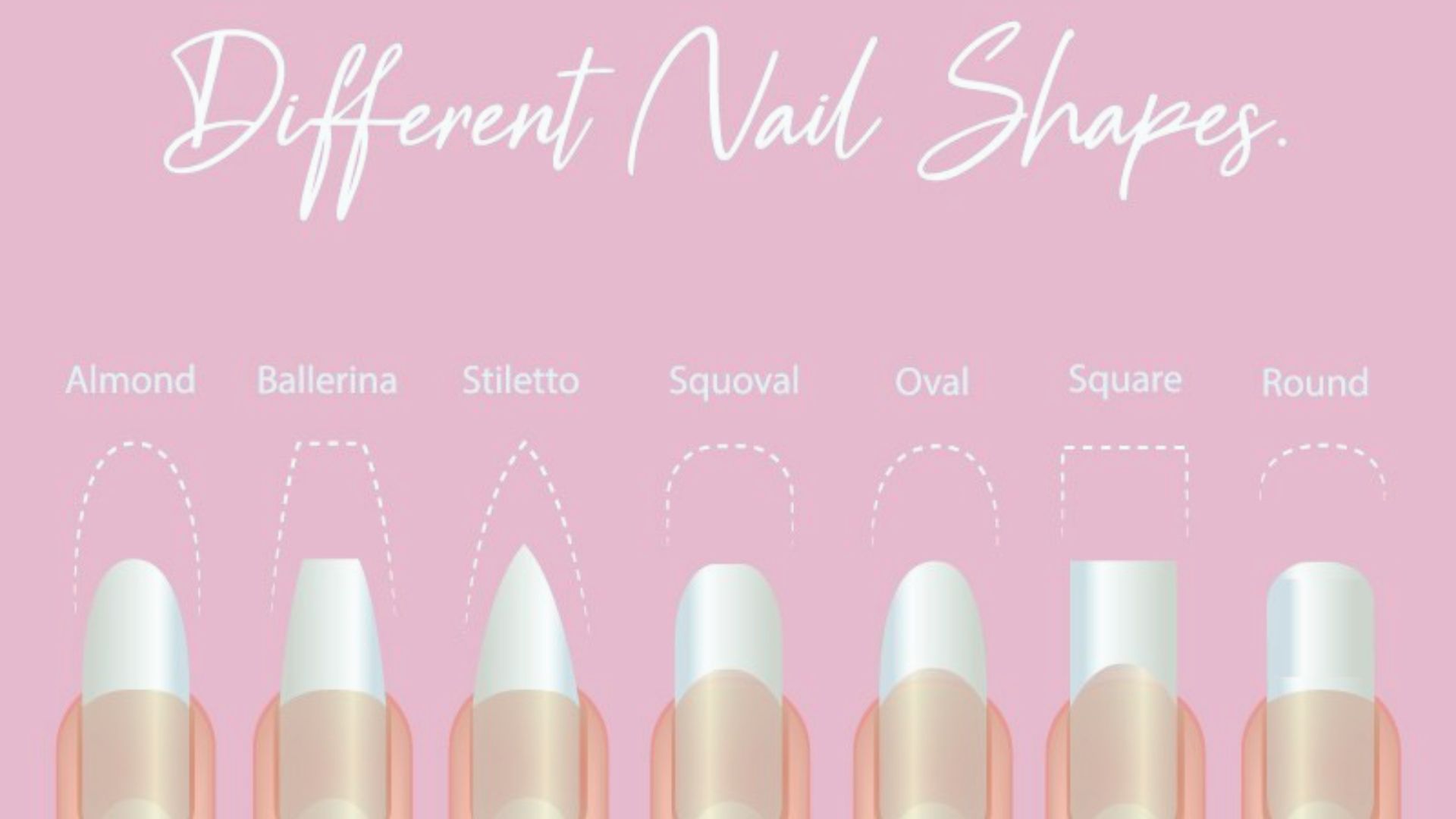 Various nail shapes and sizes displayed on a neutral background, showcasing diverse manicure styles and trends.