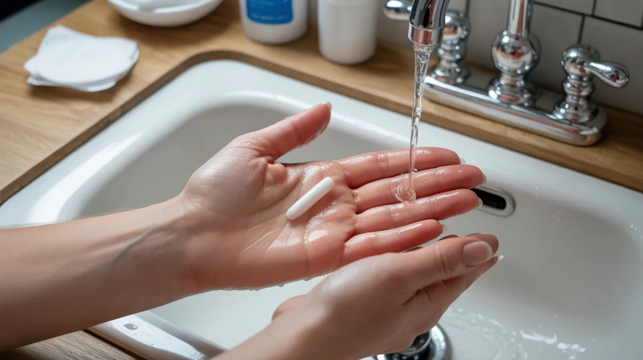 A person washing their hands thoroughly with soap and water at a sink.