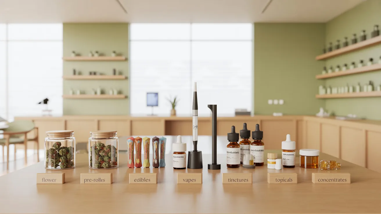 A table displaying various medicine bottles alongside other health-related items.