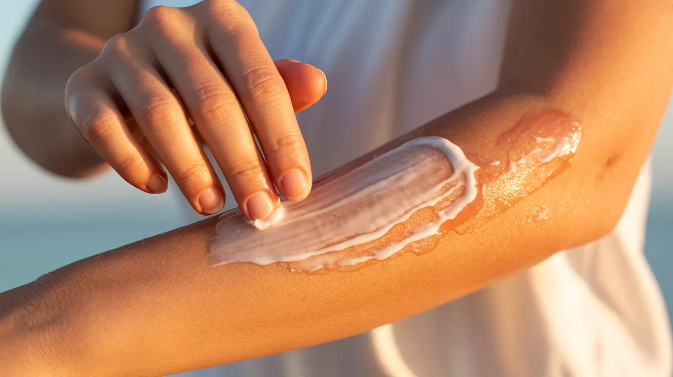 coconut oil gently applied to skin after sunburn cooling phase for deep moisturization and healing.