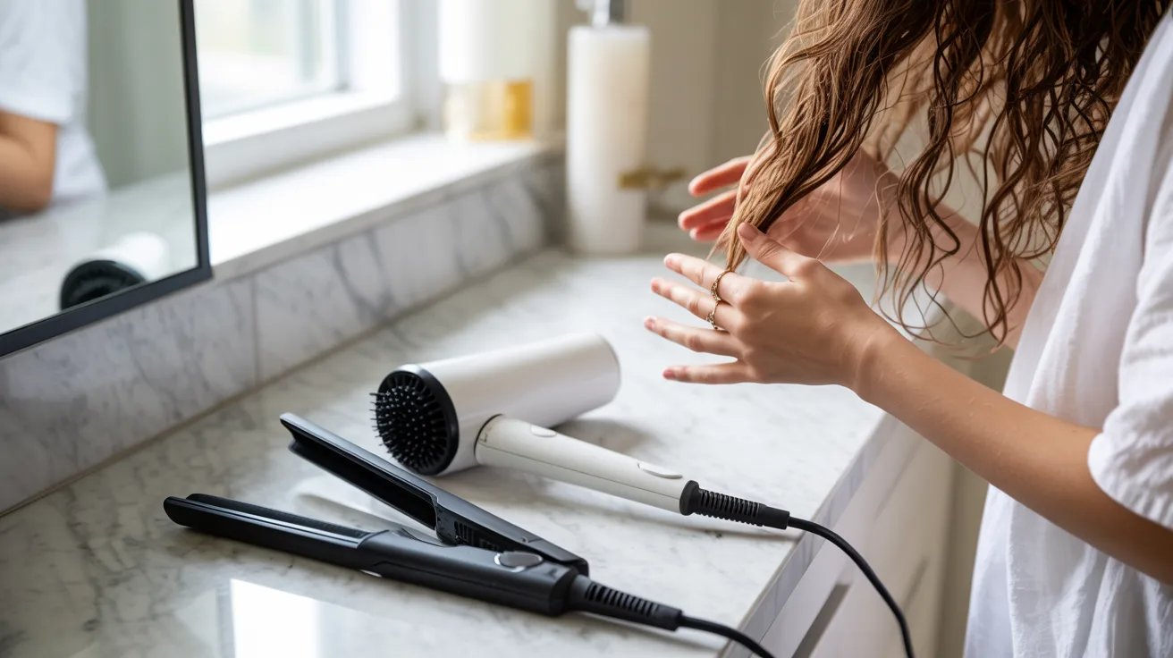 Avoiding heat styling to reduce hair damage and support growth.