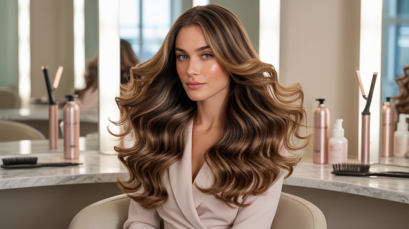 Woman with luxurious Remy hair extensions displaying natural shine, smooth texture, and elegant salon styling.