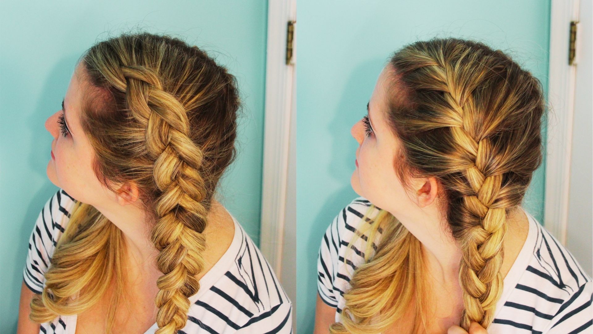 Side-by-side Dutch and French braids showcasing raised and flat braid styles with detailed hair texture