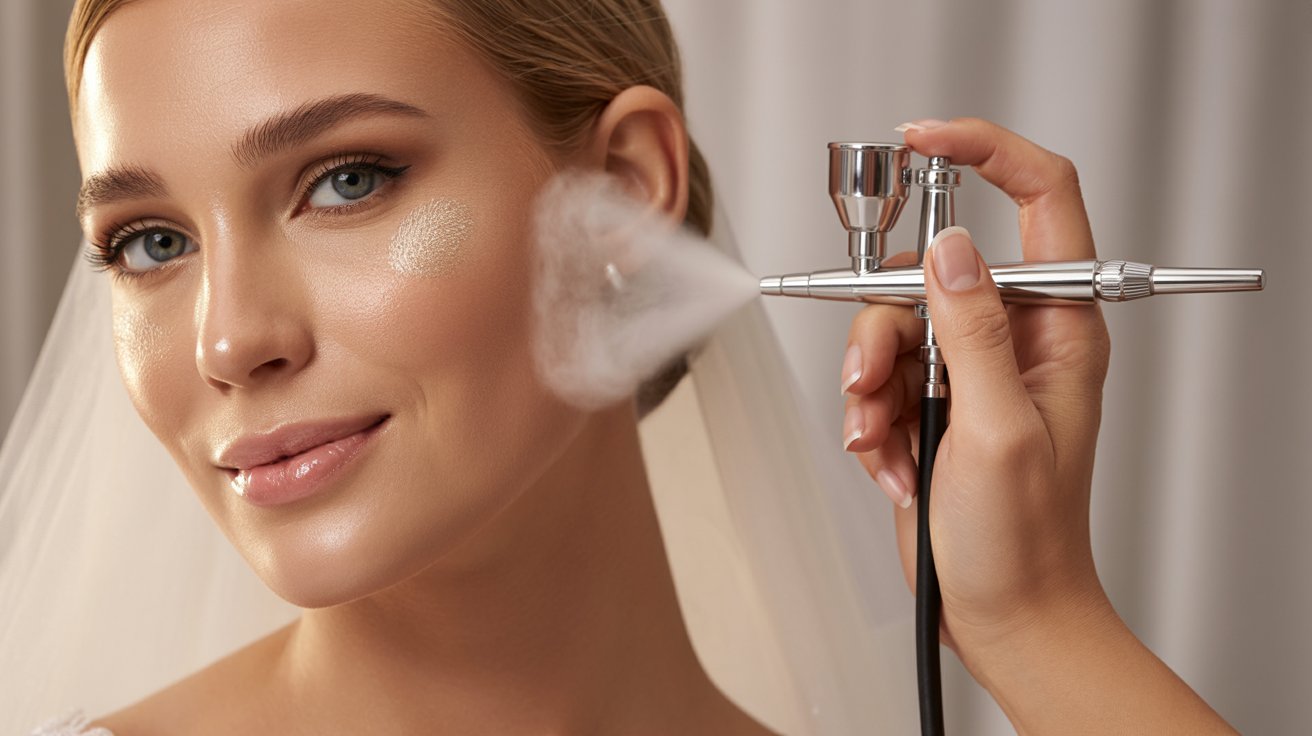 Flawless airbrush makeup with lightweight smooth glowing finish designed for long-lasting bridal beauty looks