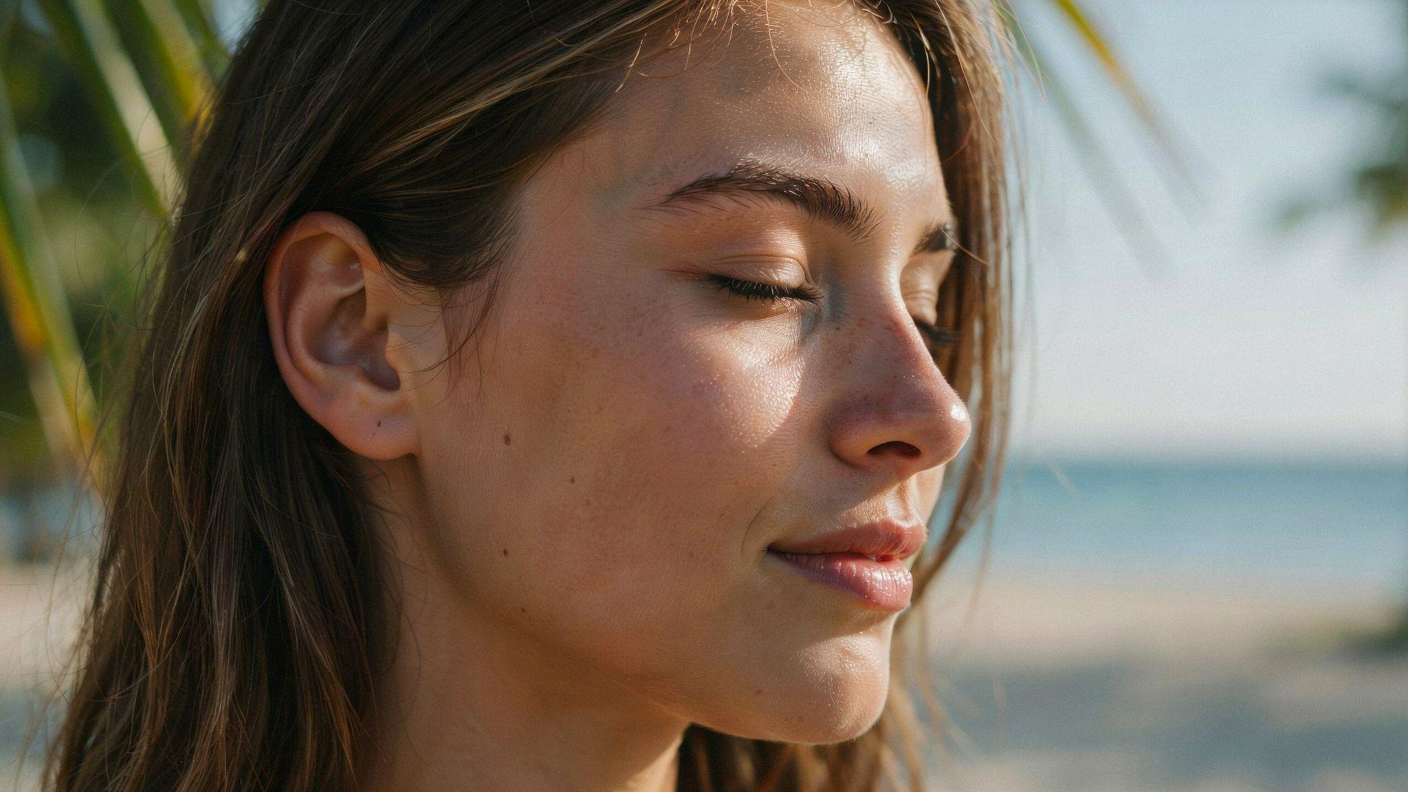 Sunlight reaching skin surface, promoting natural tanning process and healthy bronzed complexion.