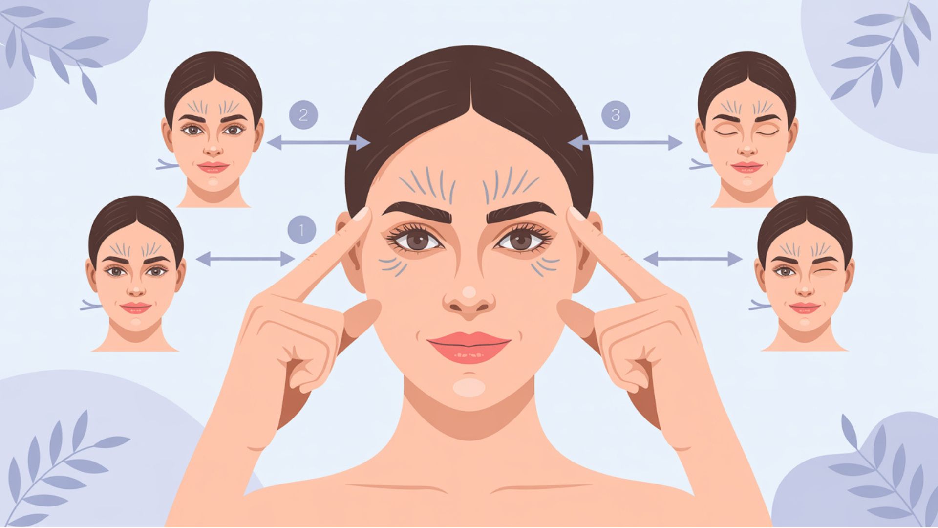 Image illustrating effective methods to reduce wrinkles, focusing on facial exercises to diminish frown lines.